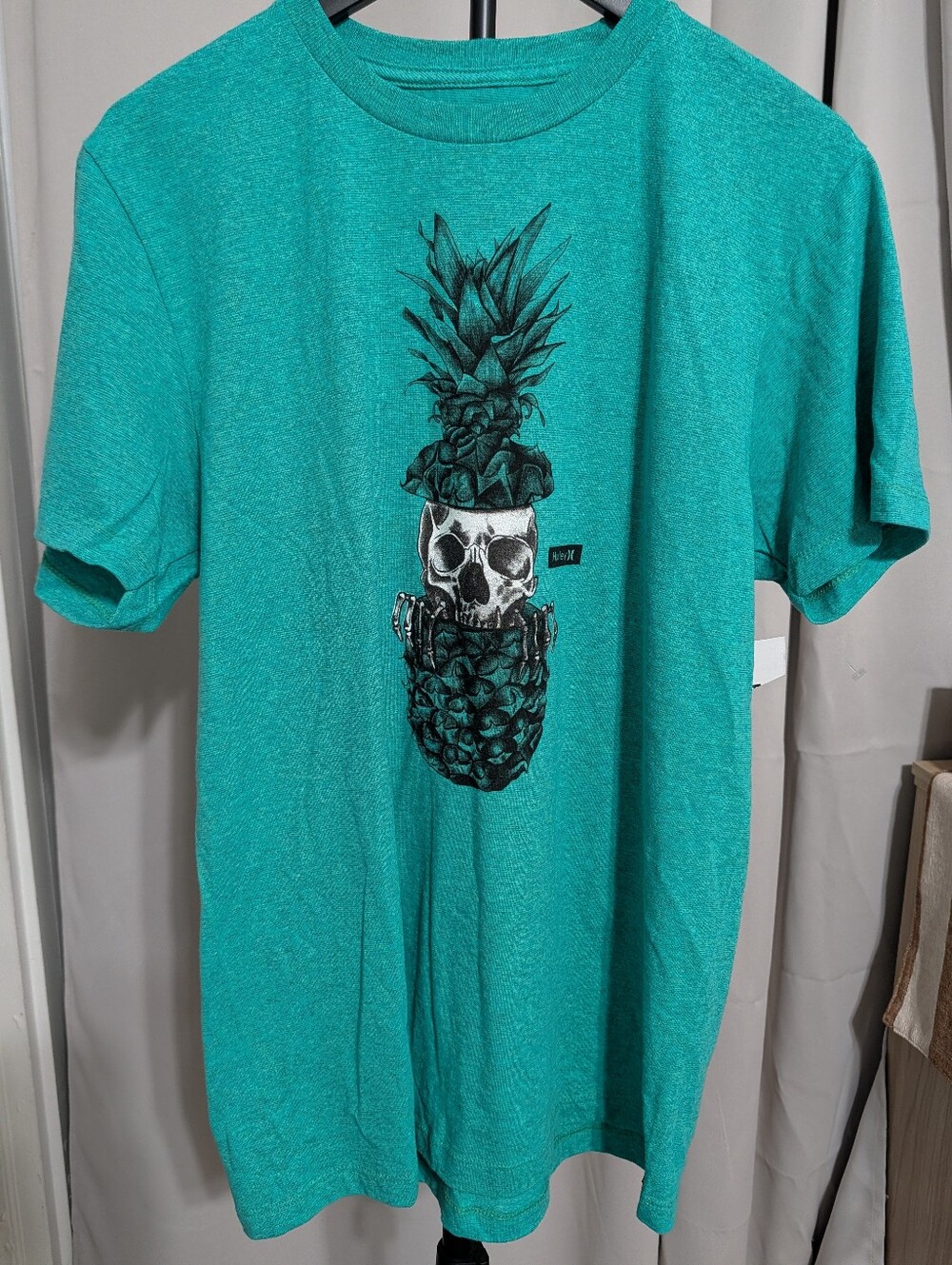 Men's Teal Graphic Skull Pineapple T-Shirt
